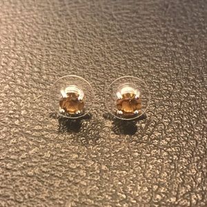 Brown Quartz Stud Earrings